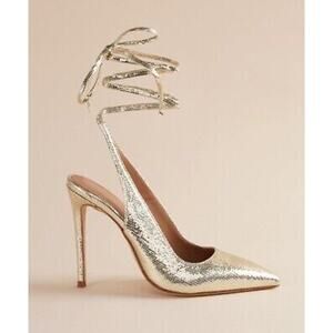 Brother Vellies Ribbon Stiletto High Heel Pumps 10 Gold Formal Dressy Shoes